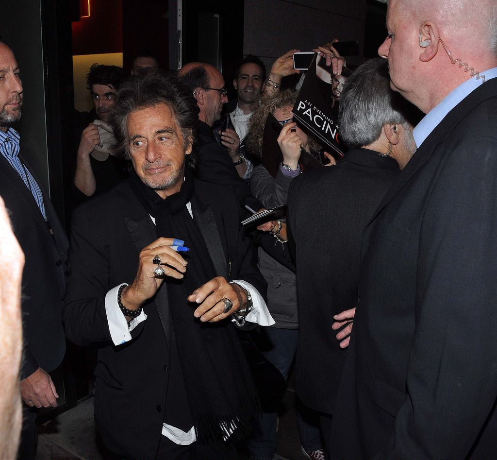 Hollywood actor Al Pacino,mobbed by fans as he left the stage door of the Bord Gais Energy Theatre after preforming his show An Evening with Pacino.


 WENN.com