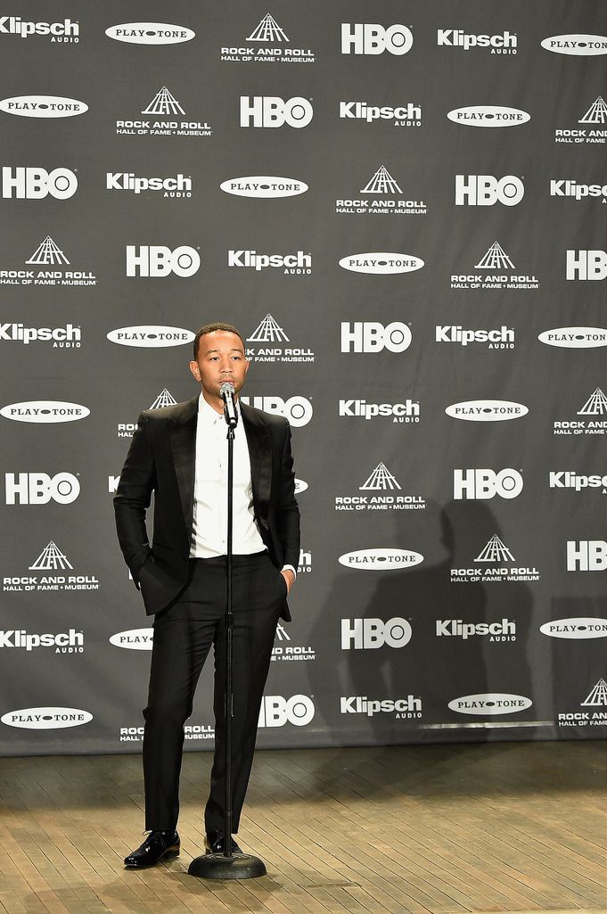 CLEVELAND, OH - APRIL 18:  Musician John Legend speaks in the press room during the 30th Annual Rock And Roll Hall Of Fame Induction Ceremony at Public Hall on April 18, 2015 in Cleveland, Ohio.  (Photo by Michael Loccisano/Getty Images)