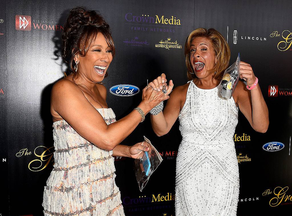 BEVERLY HILLS, CA - MAY 19:Actress Tamara Tunie (L) and television personality Hoda Kotb arrive at the 40th Anniversary Gracies Awards at The Beverly Hilton Hotel on May 19, 2015 in Beverly Hills, California.  (Photo by Frazer Harrison/Getty Images)