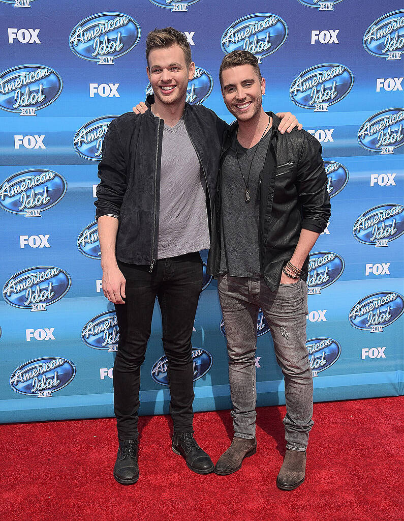 HOLLYWOOD, CA - MAY 13:  Clark Beckham and Nick Fradiani attend the "American Idol" XIV Grand Finale event at the Dolby Theatre on May 13, 2015 in Hollywood, California.  (Photo by Jason Kempin/Getty Images)