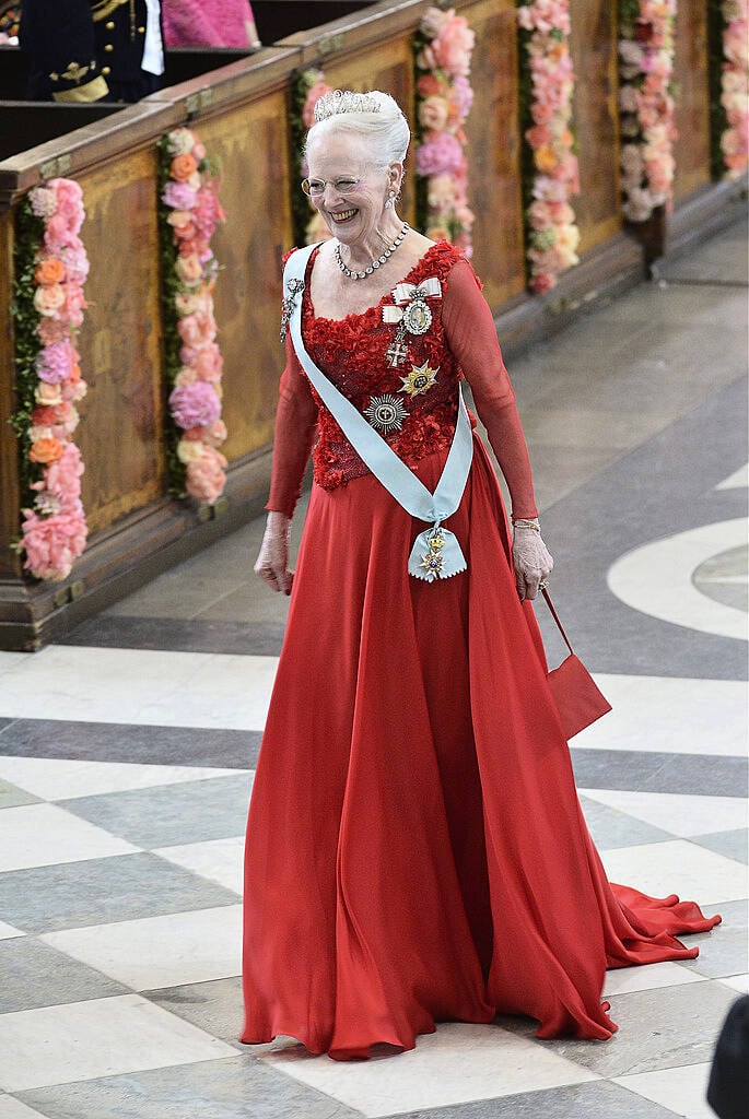 Queen Margrethe II of Denmark arrives for the wedding of Sweden's Crown Prince Carl Philip and Sofia Hellqvist at the Royal Chapel at Stockholm Palace on June 13, 2015.  AFP PHOTO / TT NEWS AGENCY / JONAS EKSTROMER +++ SWEDEN OUT        (Photo credit should read JONAS EKSTROMER/AFP/Getty Images)