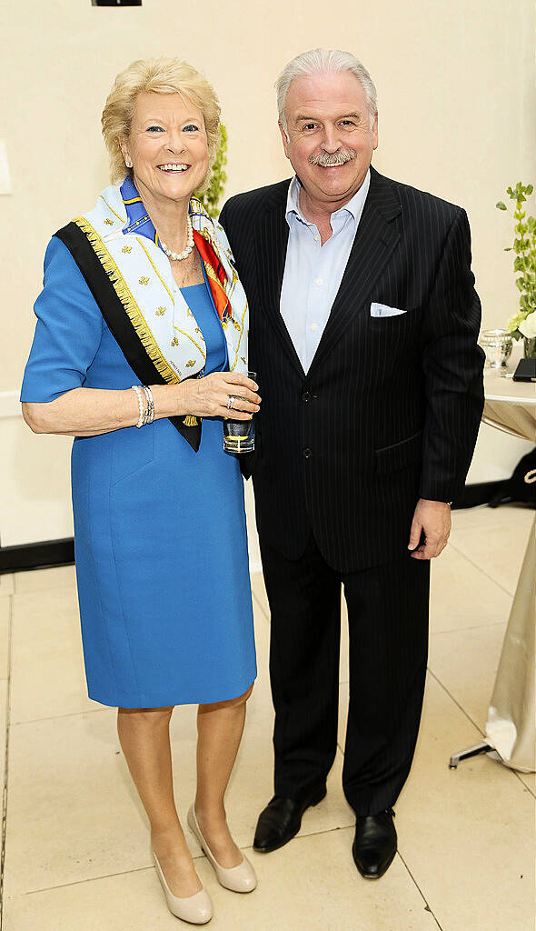 Carol Hanna and Marty Whelan at the launch of the Belmond Grand Hibernian Irish-based train at the National Gallery-photo Kieran Harnett