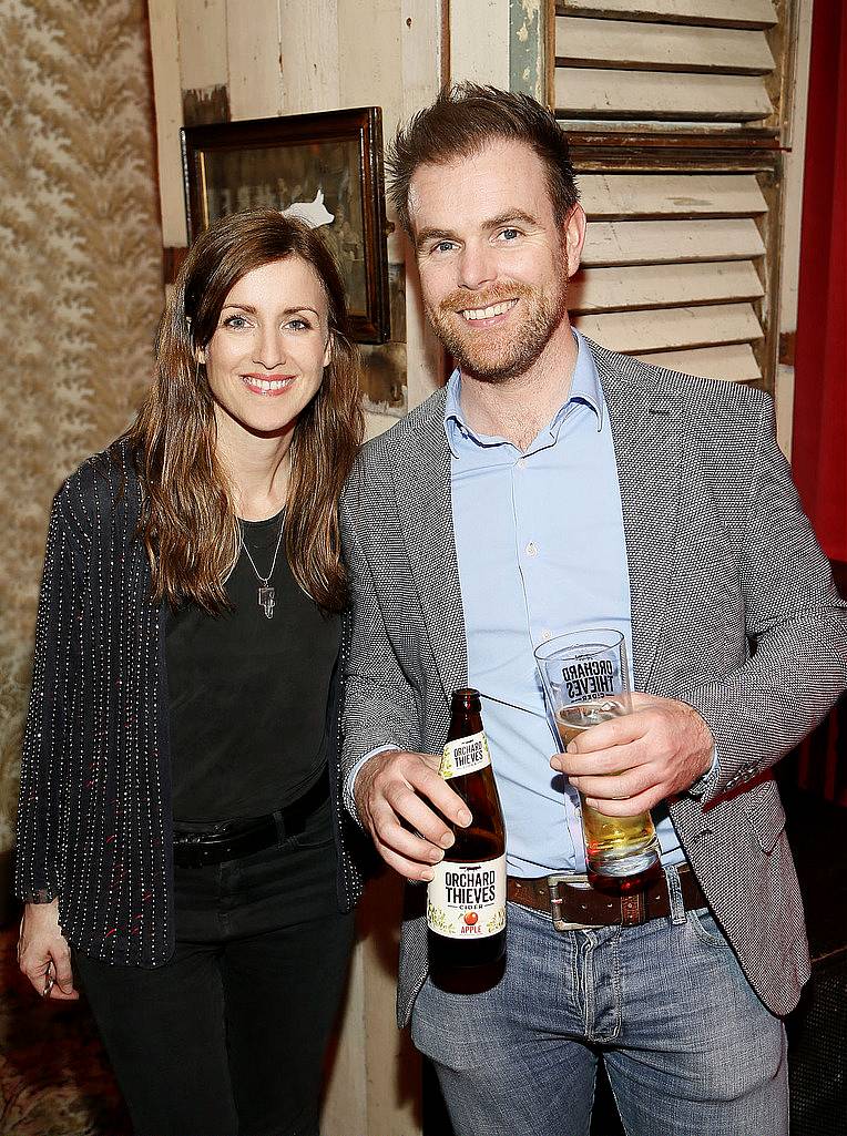 
Gemma Adams and Ronan Linehan at the launch of Orchard Thieves Cider at the Den-photo Kieran Harnett