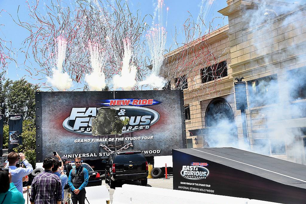 UNIVERSAL CITY, CA - JUNE 23:  A general view of the atmosphere at the premiere press event for the new Universal Studios Hollywood Ride "Fast & Furious-Supercharged" at Universal Studios Hollywood on June 23, 2015 in Universal City, California.  (Photo by Alberto E. Rodriguez/Getty Images)