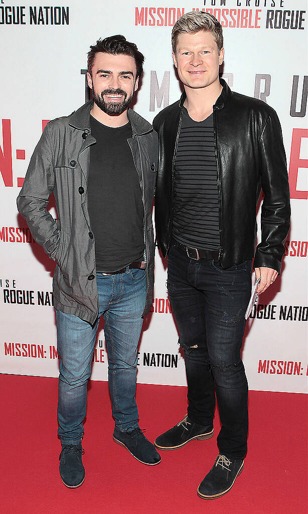 Matthew Toman and Stephen Mannion at the Irish Premiere screening of Mission Impossible Rogue Nation at The Savoy Cinema Dublin..Picture Brian McEvoy.