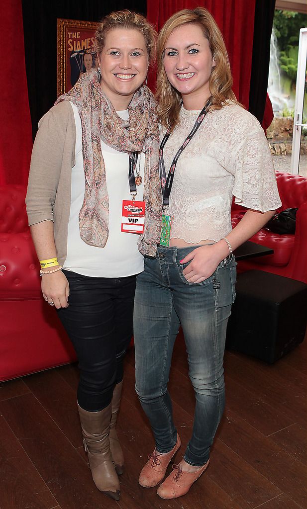 Sandra Fox and Lisa Martin at the closing night of the Vodafone Comedy Festival at the Iveagh Gardens Dublin.Picture:Brian McEvoy.No Repro fee for one use