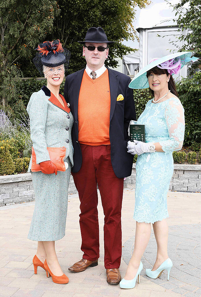 Pictured are Gillian Gibourne, Raymond Gilbourne and Veronica Walsh at the Style and Elegance competition at theinaugural Irish Champions Weekend, The Curragh Racecourse. Photo: Sasko Lazarov/Photocall Ireland