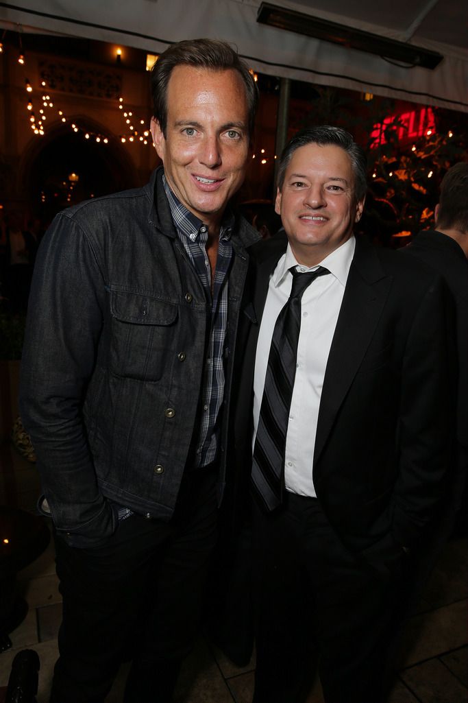 Will Arnett and Ted Sarandos , Chief Content Officer of Netflix Inc.,seen at the Netflix Celebration of the 66th Primetime Emmy Awards held at the Chateau Marmont on Monday, August 25, 2014, in Los Angeles. (Photo by Eric Charbonneau/Invision for Netflix]/AP Images)