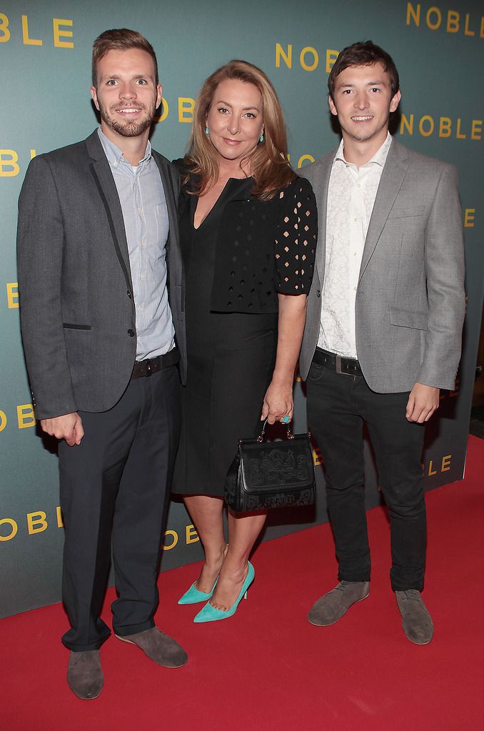 Caroline Downey with sons Killian and Jett at The Irish Gala Screening of Noble   at the Savoy Cinema on O'Connell Street, Dublin.Pictures:Brian McEvoy.