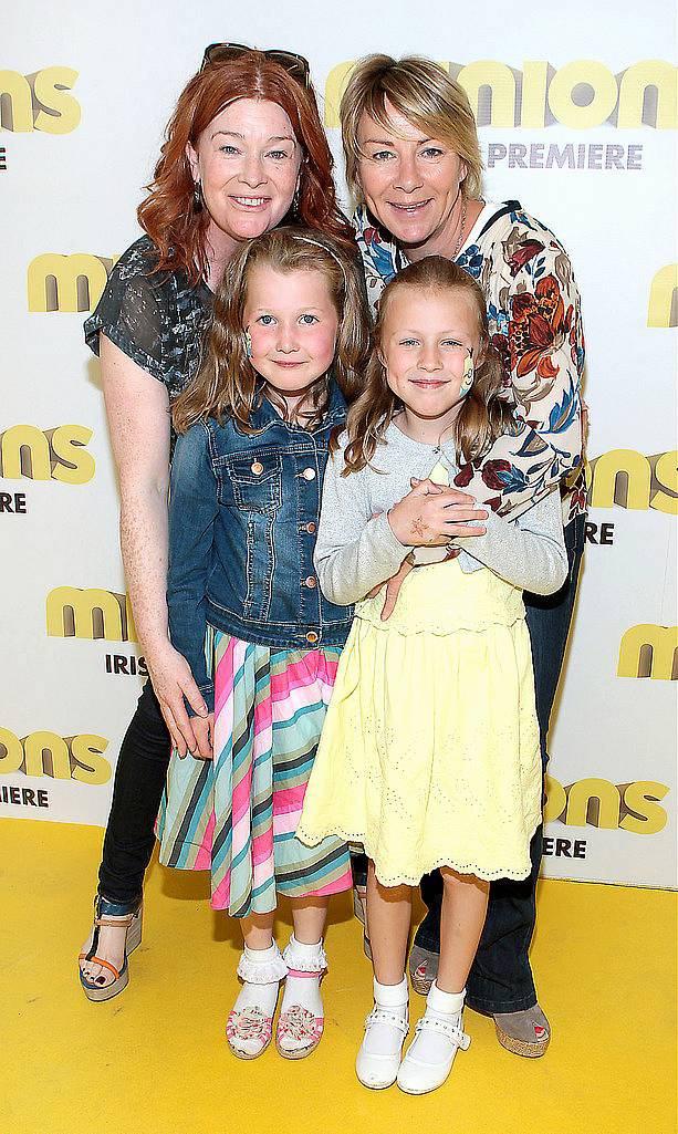 Blaithnaid Ni Chofaigh and Tracy Piggott Thea Piggott and Cathy Mallon  at The Irish premiere screening of  Minions at Odeon Point Village Dublin .Picture:Brian Mcevoy.
