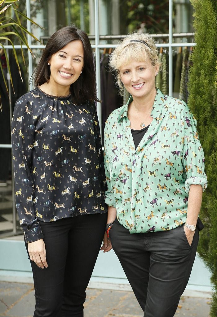 Lorraine Dwyer and Amanda Pratt at the launch of the Avoca Anthology Autumn Winter 2014 Collection in their Kilmacanogue store-photo Kieran Harnett