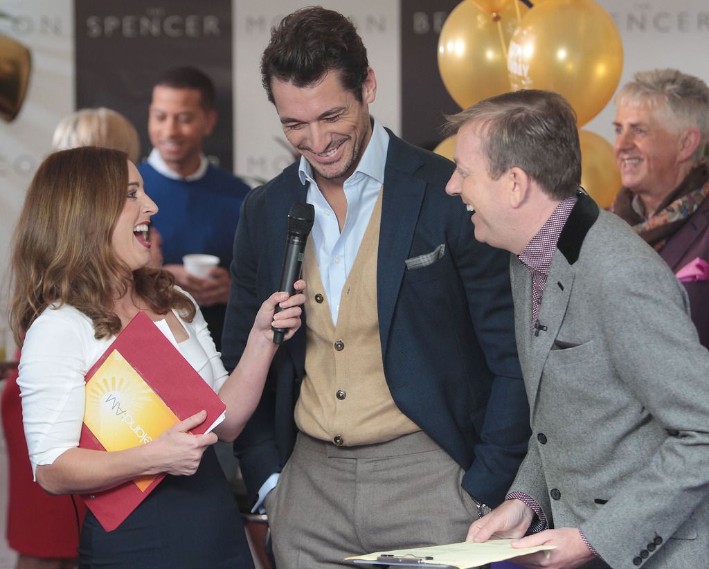 Sinead Desmond Male Model David Gandy and Alan Hughes pictured this morning at Tv3's Ireland Am 15th birthday bash  at Tv3 Studio's in Ballymount Dublin.Pic:Brian McEvoy.
