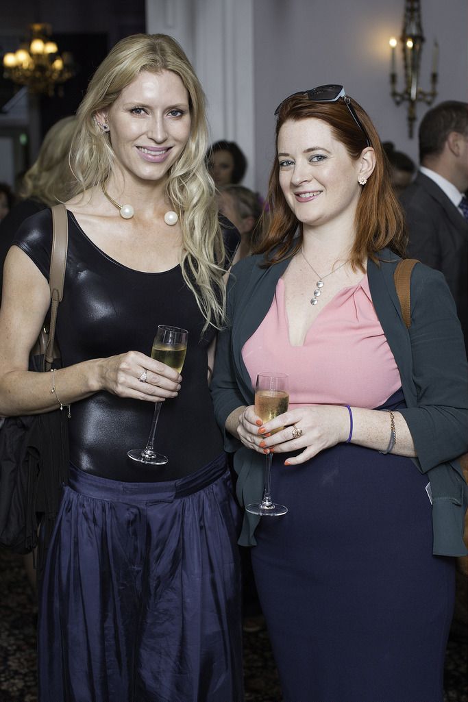 Gina Galligan & Carly Halpin pictured at the launch of the Cliff Town House Oyster Festival on Stephen's Green D2. Photo: Anthony Woods.