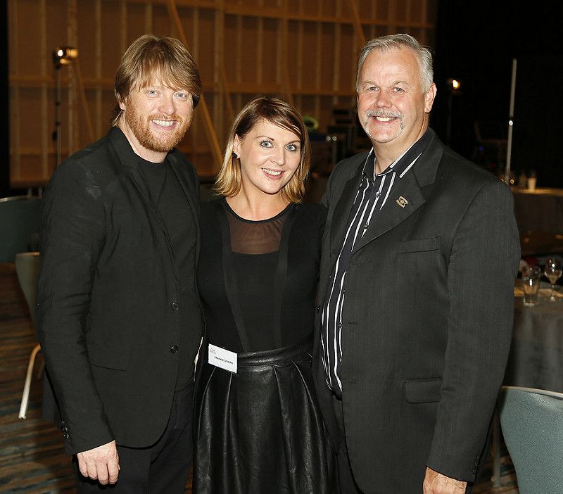 Eoin Wright, Frankie Doran and Gerry Hynes at the Wella Professionals TrendVision Award 2014 show at the DoubleTree by Hilton-photo Kieran Harnett