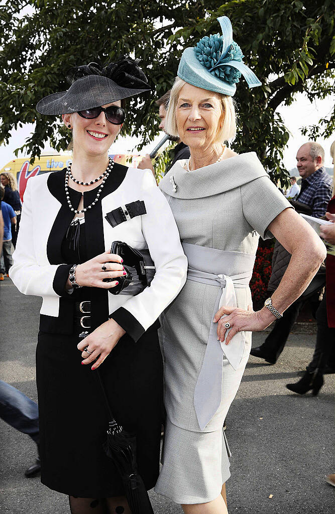 Pictured are Paula Miller and Mary Cotter at the Style and Elegance competition at theinaugural Irish Champions Weekend, The Curragh Racecourse. Photo: Sasko Lazarov/Photocall Ireland