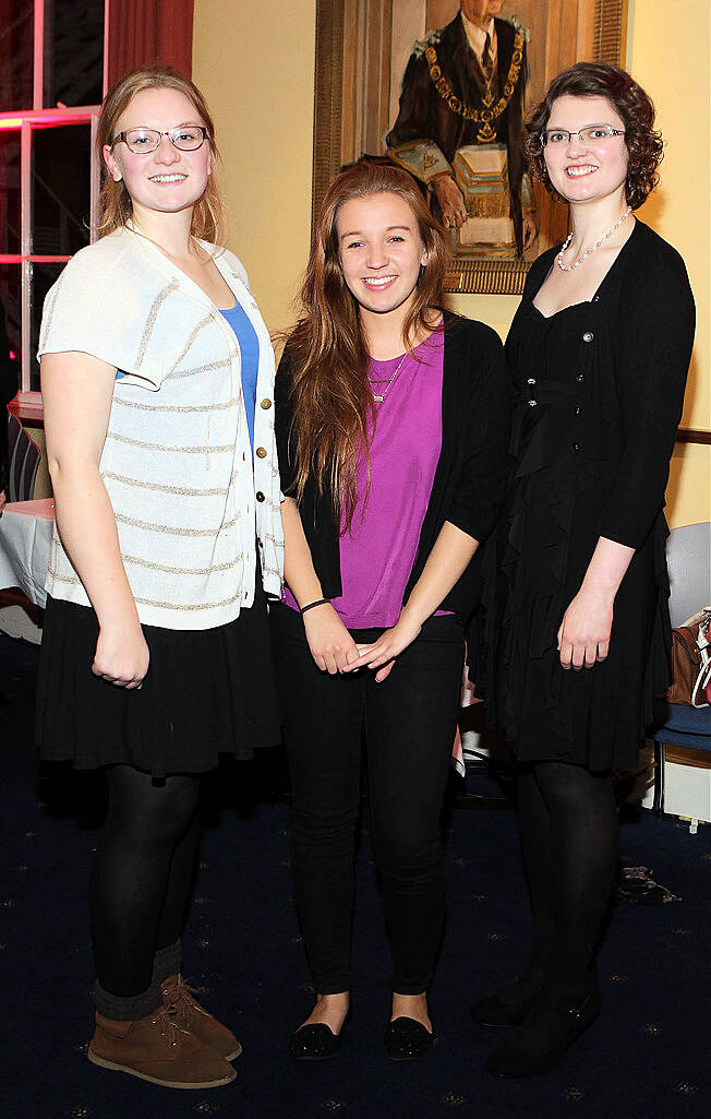 Hannah Miller, Emma Kenrick and Fiona Gryson at the final of the Freemasons Young Musician of the Year 2014  at Freemason Hall ,Dublin.
Pic:Brian McEvoy