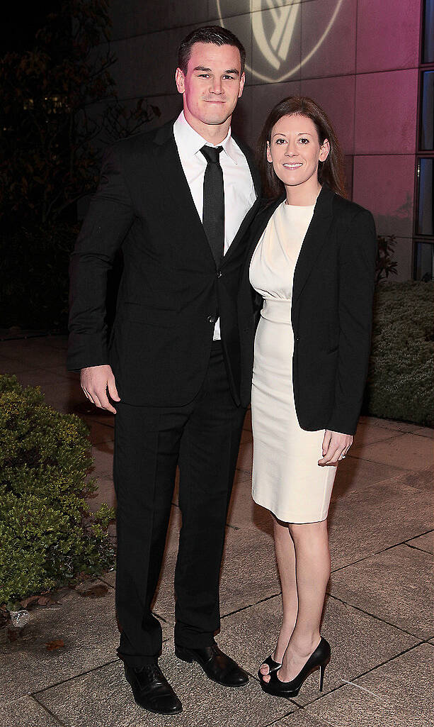 Jonathan Sexton and wife Laura pictured at the UCD Foundation Day Alumni Awards at O Reilly Hall,UCD Dublin.Pictures :Brian McEvoy.
