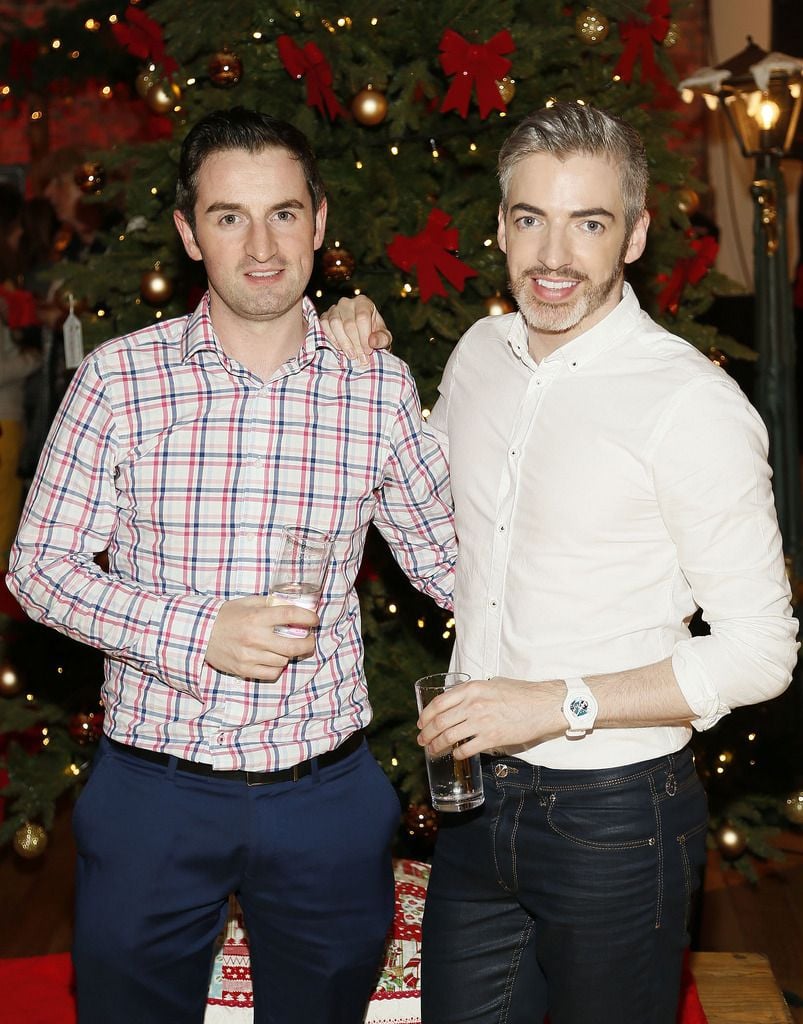 Kieran Clarke and Dylan St Paul at the launch of the Lidl Deluxe Christmas Range in the Smock Alley Theatre-photo Kieran Harnett