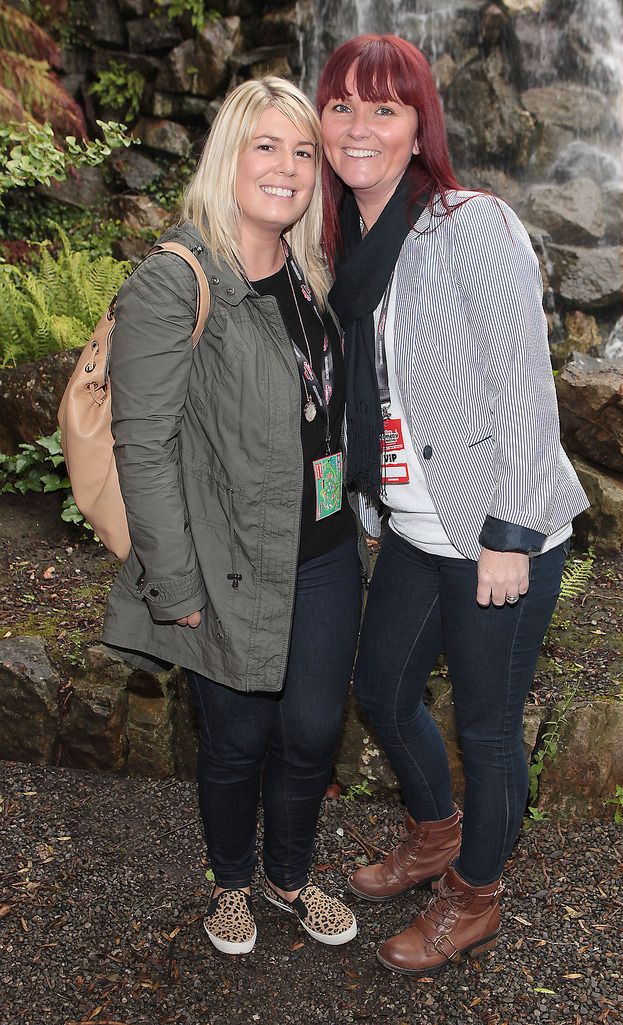 Aoife O Neill and Elaine Galvin at the closing night of the Vodafone Comedy Festival at the Iveagh Gardens Dublin.Picture:Brian McEvoy.No Repro fee for one use