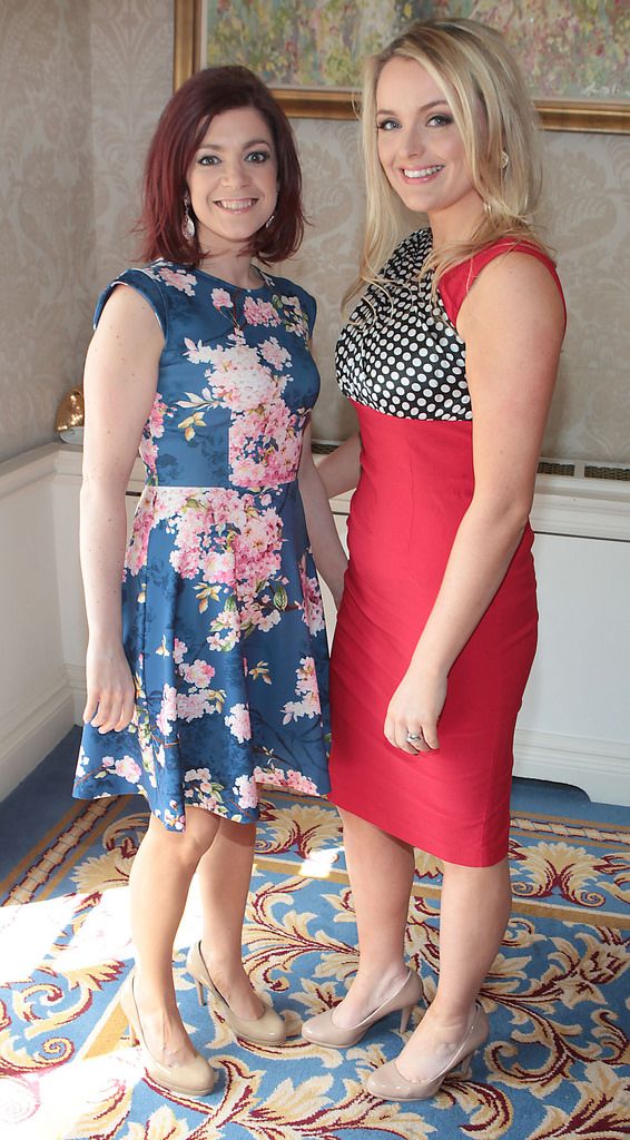 Sinead Whelan and Alannah Feeney at The Cari Annual Charity Fashion Show and  Lunch hosted by Miriam Ahern at The Shelbourne Hotel Dublin. Pic: Brian McEvoy