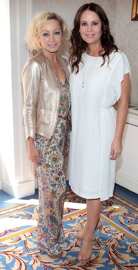 Anne Corcoran and Tara Farrell at The Cari Annual Charity Fashion Show and  Lunch hosted by Miriam Ahern at The Shelbourne Hotel Dublin. Pic: Brian McEvoy