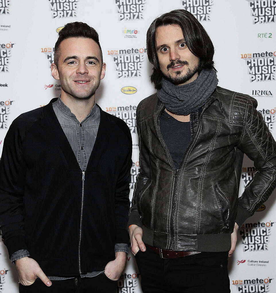 John Duignan and Conall Oâ€™Breachain from We Cut Corners pictured at the launch event for the Meteor Choice Music Prize Irish Song of the Year 2014. The best songs of 2014 have now gone to a public vote on meteor.ie/choice.Pic. Robbie Reynolds
 