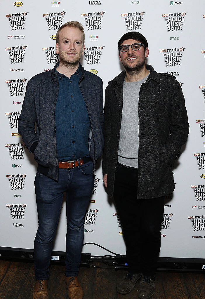 .Ross & Kieran from Delorentos pictured at the launch event for the Meteor Choice Music Prize Irish Song of the Year 2014. The best songs of 2014 have now gone to a public vote on meteor.ie/choice. Pic. Robbie Reynolds