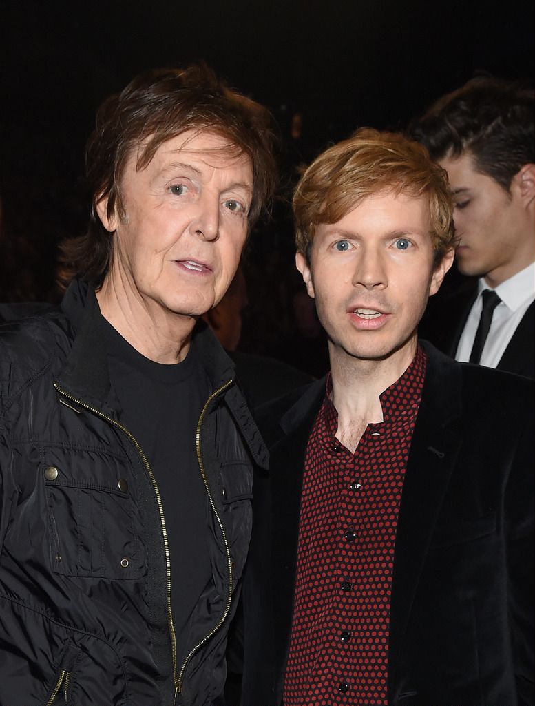 Musicians Paul Mcartney and Beck attend The 57th Annual GRAMMY Awards at the STAPLES Center on February 8, 2015 in Los Angeles, California.  (Photo by Larry Busacca/Getty Images for NARAS)