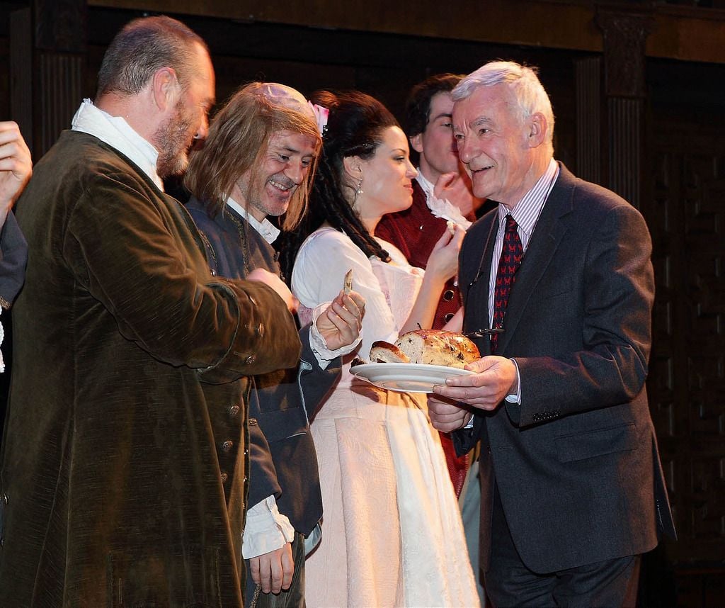 Bryan McMahon-Chairman of the Abbey Theatre (Right)  joined a host of Ireland most well known actors at the Abbey Theatre's 110th birthday celebrations over the weekend   .

Pic :Brian McEvoy