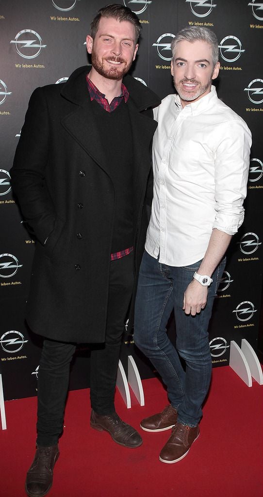 Matt Grealis and Dylan St Paul  at the launch of the new Opel Corsa at The Dylan Hotel Dublin.Picture:Brian mcevoy.