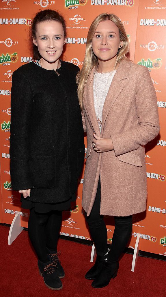 Ciara Byrne and Laura Byrne  at The Irish Premiere screening of Dumb and Dumber To at The Savoy Cinema Dublin.Pic:Brian McEvoy.