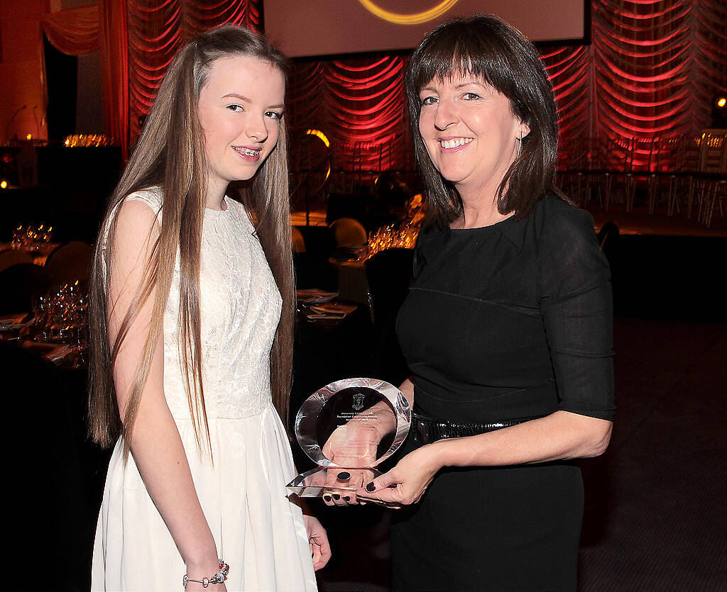 Evelyn Cusack  and her daughter Fleur (Left)   at the UCD Foundation Day Alumni Awards at O Reilly Hall,UCD Dublin.Pictures :Brian McEvoy
