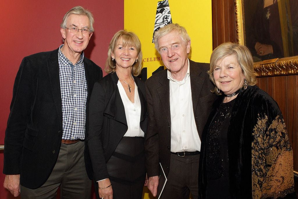 Barry McGovern , Jess Doolan with Eamon Morrissey and Anne Morrissey at the Abbey Theatre's 110th birthday celebrations over the weekend

Pic :Brian McEvoy