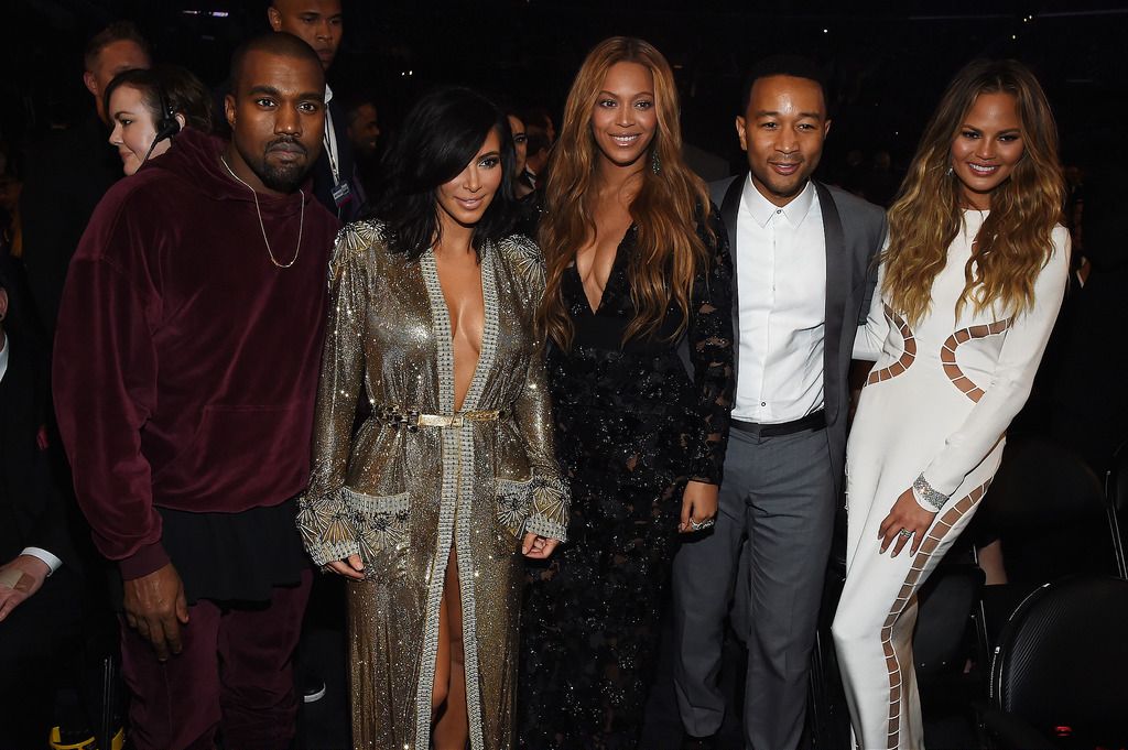Recording Artist Kanye West, tv personality Kim Kardashian, recording artist Beyonce, recording artist John Legend and model Chrissy Teigen attend The 57th Annual GRAMMY Awards at the STAPLES Center on February 8, 2015 in Los Angeles, California.  (Photo by Larry Busacca/Getty Images for NARAS)