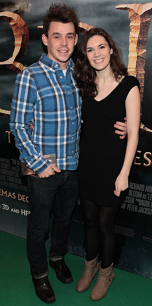 Gavin Quirke and Sophie Murphy Byrne at The Irish Premiere screening of The Hobbit the battle  of the five armies at the Savoy Cinema Dublin.Pic:Brian McEvoy.