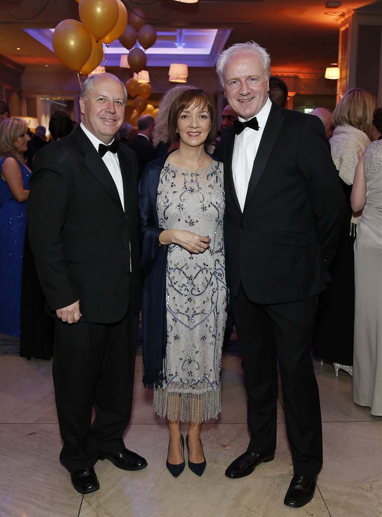 Joe Quinsey , Lucille and Lorcan Birthistle, pictured at the CMRF Crumlin Gold Ball at the Doubletree by Hilton Hotel on Saturday March 14th.CMRF Crumlin, the principal fundraising body for Our Ladyâ€™s Childrenâ€™s Hospital, Crumlin and the National Childrenâ€™s Research Centre, celebrated its 50th anniversary with The Gold Ball to acknowledge 50 years of fundraising for childrenâ€™s health in Ireland. Pic. Robbie Reynolds