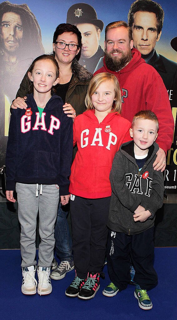 Jennie Scanlan, Donal Scanlan, Evie Scanlan, Ruby Scanlan and Oscan O'Raghaill   at The Irish Premiere screening of Night at the Museum -Secret of the Tomb at the Lighthouse Cinema ,Dublin.Pic:Brian McEvoy.