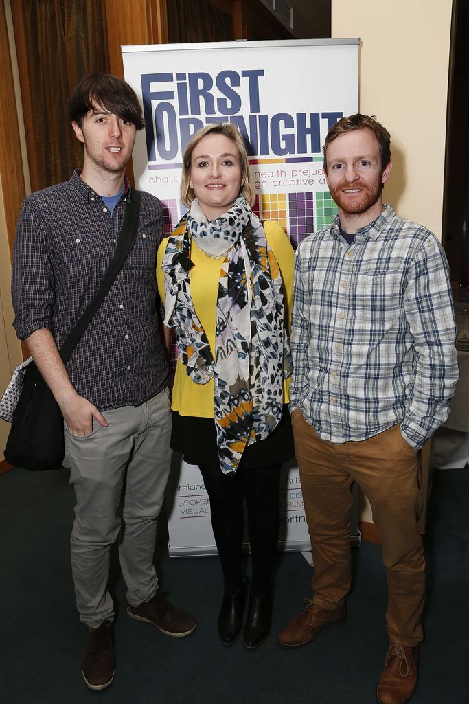 Pictured at the The Clarence Hotel Wellington Quay, Dublin at the launch of First Fortnight 2015 festival programme was Kieran McCabe, Sorcha Lowry and Ronan Lynagh. 

Picture Conor McCabe Photography.