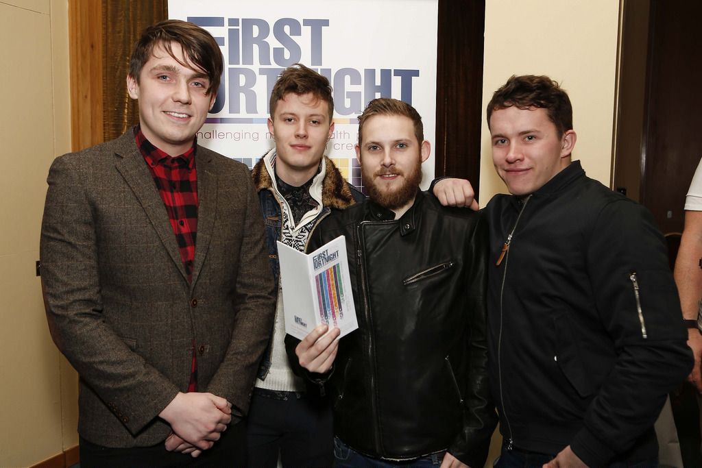 Pictured at the The Clarence Hotel Wellington Quay, Dublin at the launch of First Fortnight 2015 festival programme was Joe Regan, Shobsy, Paul Ridgeway and Richie Allen from State Lights.

Picture Conor McCabe Photography.