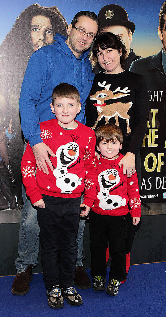 Damien Campbell, Aisling Campbell, Cian Campbell and Jamie Campbell   at The Irish Premiere screening of Night at the Museum -Secret of the Tomb at the Lighthouse Cinema ,Dublin.Pic:Brian McEvoy.