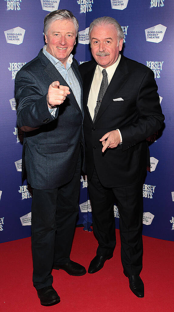 Pat Kenny and Marty Whelan at the opening night of Jersey Boys at the Bord Gais Energy Theatre,Dublin,.Picture:Brian McEvoy