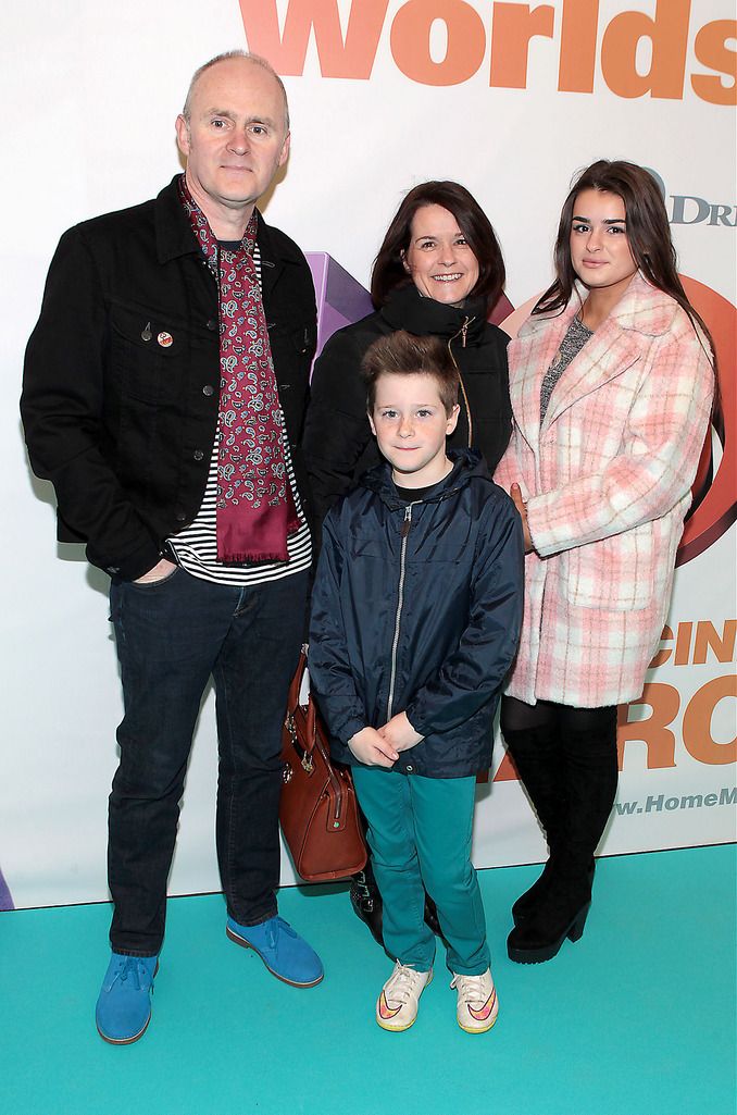 Peter McCamley, Maureen McCamley,Max McCamley and Holly McCamley at the Irish Premiere screening of Home at  Odeon Cinema in Point Village ,Dublin.Picture:Brian McEvoy