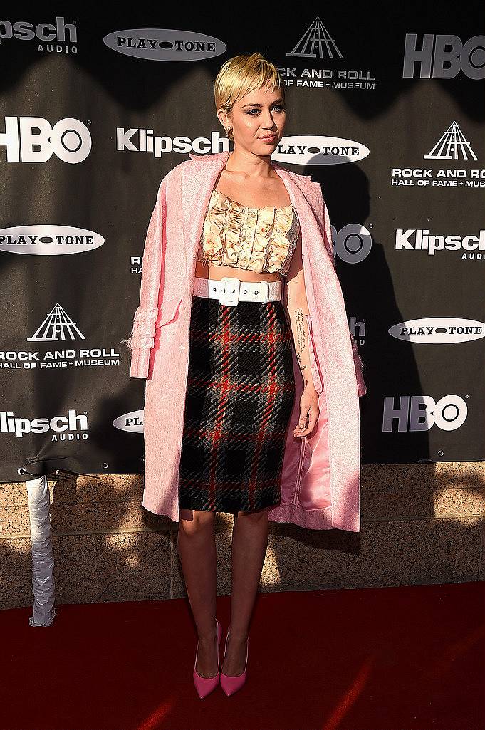 CLEVELAND, OH - APRIL 18:  Miley Cyrus attends the 30th Annual Rock And Roll Hall Of Fame Induction Ceremony at Public Hall on April 18, 2015 in Cleveland, Ohio.  (Photo by Michael Loccisano/Getty Images)