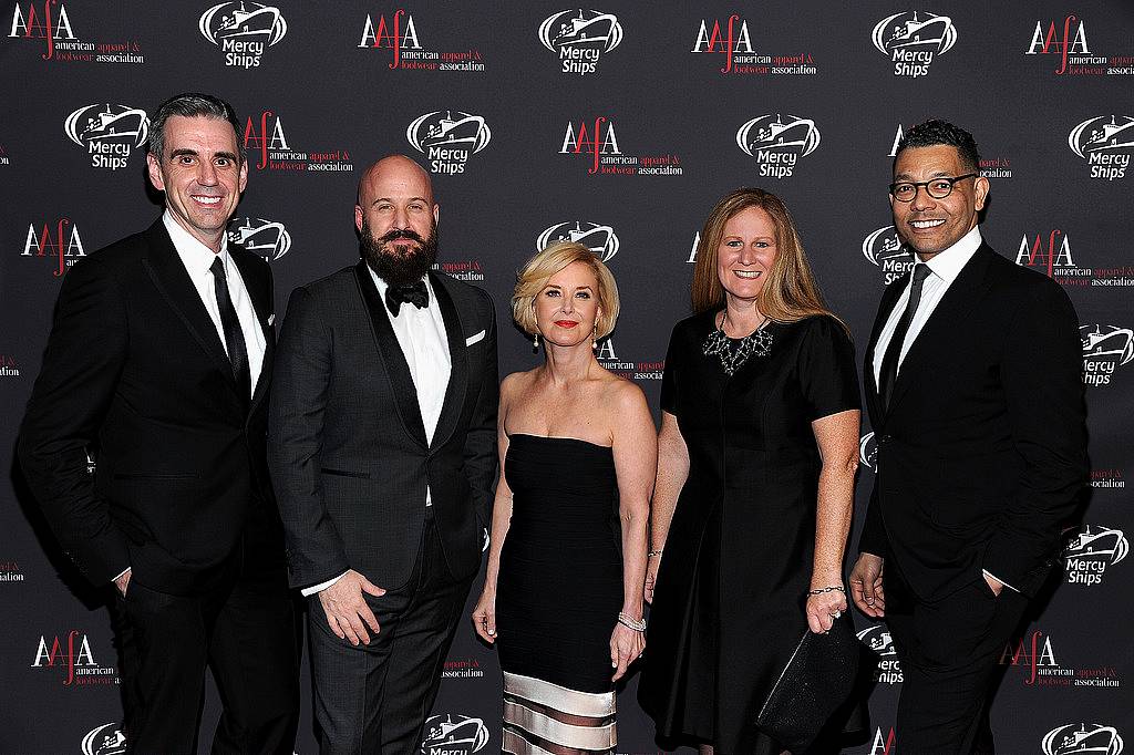 NEW YORK, NY - APRIL 27:  (L-R) Mark Derbyshire, Steven Cook, AAFA President & CEO Juanita D. Duggan, Erin Cerrato and Terence Bogan attend the 2015 AAFA American Image Awards on April 27, 2015 in New York City.  (Photo by Andrew Toth/Getty Images for American Image Awards)