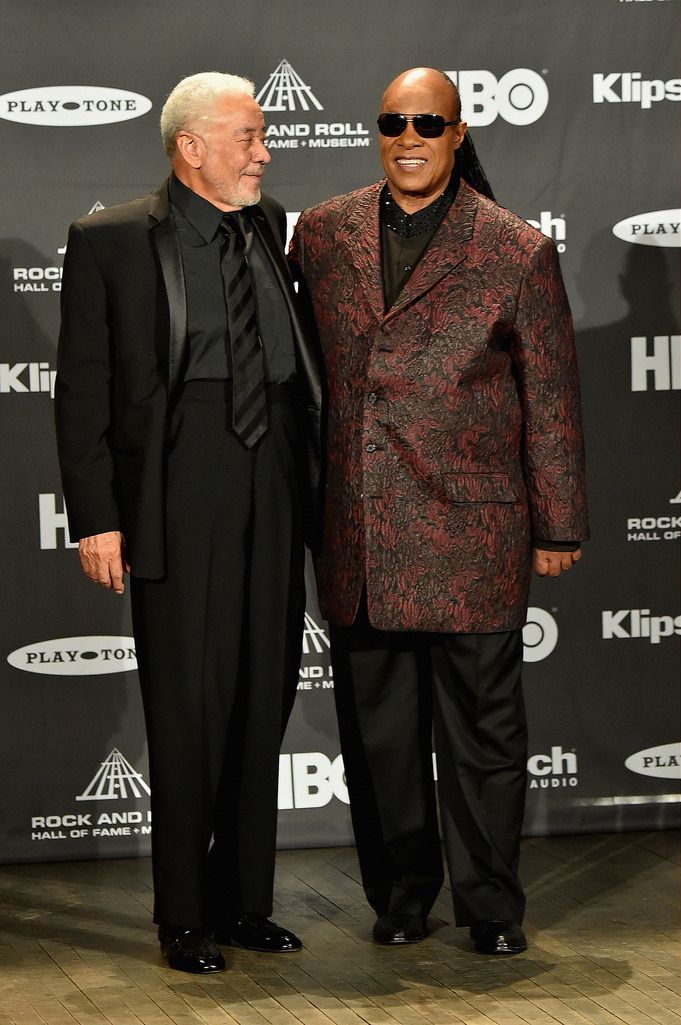 CLEVELAND, OH - APRIL 18:  Inductee Bill Withers (L) and Stevie Wonder attend the 30th Annual Rock And Roll Hall Of Fame Induction Ceremony at Public Hall on April 18, 2015 in Cleveland, Ohio.  (Photo by Michael Loccisano/Getty Images)