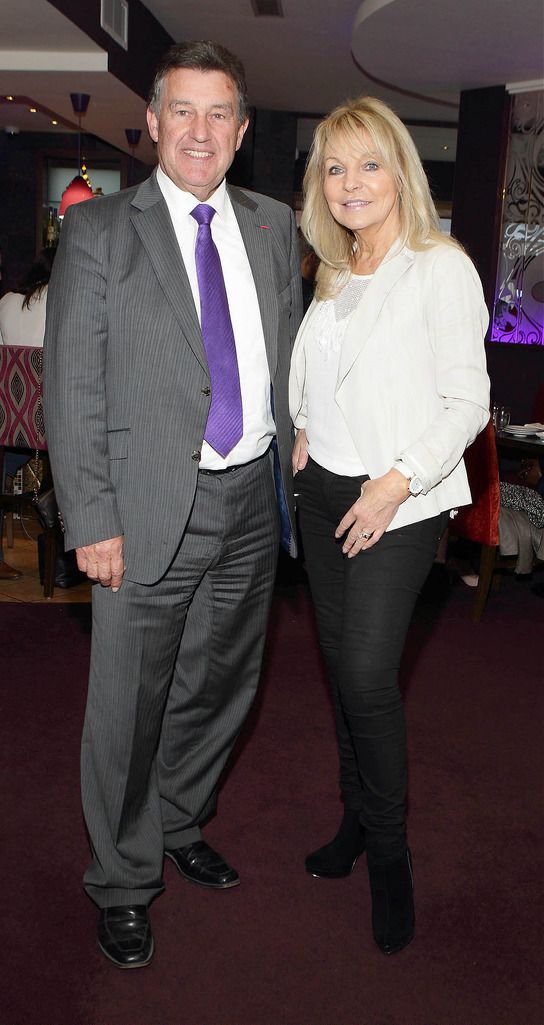 Bill Cullen and Jackie Lavin  at the launch of the Lemongrass Citywest & Naas Leading Trainer and Jockey award for the Punchestown Festival in the Lemongrass restaurant in Naas.Pic:Brian McEvoy.