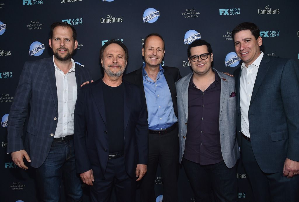 SANTA MONICA, CA - APRIL 06:  Nick Grad, President Original Programimng for FX Networks & FX Productions, actor Billy Crystal, John Landgraf, CEO FX Networks, actor Josh Gad and Eric Schrier, President Original Programming for FX Networks & FX Productions attend the premiere of FX's "The Comedians" at The Broad Stage on April 6, 2015 in Santa Monica, California.  (Photo by Alberto E. Rodriguez/Getty Images)