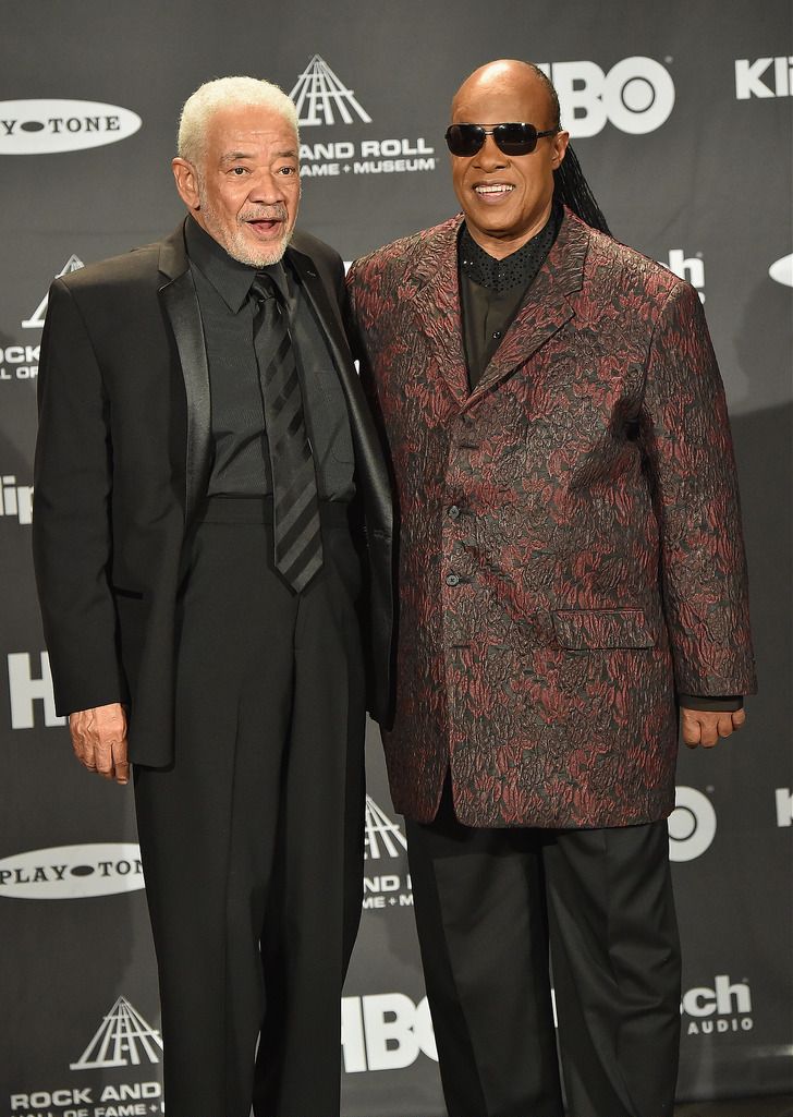 CLEVELAND, OH - APRIL 18:  Inductee Bill Withers (L) and Stevie Wonder attend the 30th Annual Rock And Roll Hall Of Fame Induction Ceremony at Public Hall on April 18, 2015 in Cleveland, Ohio.  (Photo by Michael Loccisano/Getty Images)