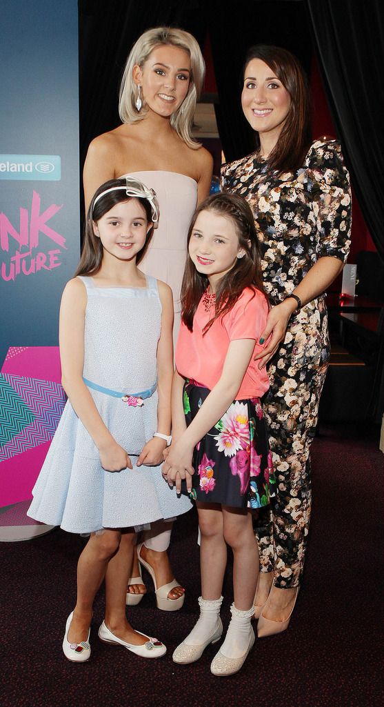 (Back left to right) Nadine Doherty, Andrea Hutchinson, (front left to right) Lara McGee and Sienna Hutchinson at the Bank of Ireland Junk Kouture  Fashion competion final in association Repak at The 3 Arena,Dublin..Pictures:Brian McEvoy.