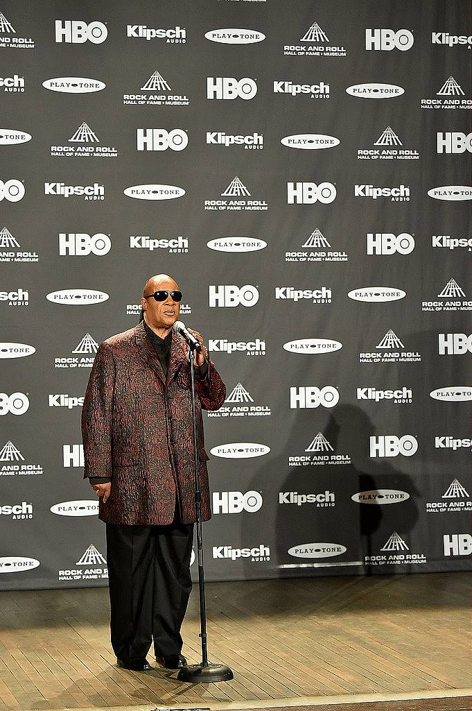 CLEVELAND, OH - APRIL 18:  Stevie Wonder attends the 30th Annual Rock And Roll Hall Of Fame Induction Ceremony at Public Hall on April 18, 2015 in Cleveland, Ohio.  (Photo by Michael Loccisano/Getty Images)